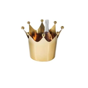 Imagem de Balde de gelo de aço inoxidável bicamada preservação do calor isolamento frio bonito KTV champanhe vinho tinto cerveja gelo bloco de gelo balde comercial (dourado)