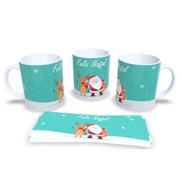 Imagem de Caneca de Cerâmica Natalina, Branca, 325ml, Design Papai Noel na Chaminé, Decoração de Inverno com Flocos de Neve (15)