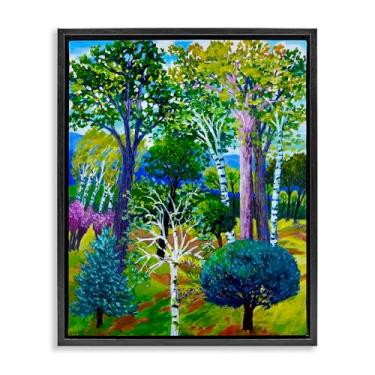 Imagem de Stupell Industries Arte de parede em tela flutuante com moldura cinza árvores medley floresta, design por Lee Ann Zirbes, 78 x 63 cm