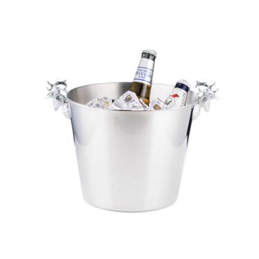 Imagem de Balde de gelo de aço inoxidável bicamada preservação do calor isolamento frio bonito KTV champanhe vinho tinto cerveja gelo bloco de gelo balde comercial (prateado, sem prateleiras)