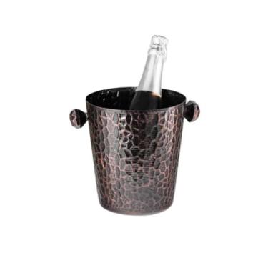 Imagem de Balde de gelo de aço inoxidável bicamada preservação do calor isolamento frio bonito KTV champanhe vinho tinto cerveja gelo bloco de gelo balde comercial (vermelho escuro)