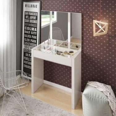 Imagem de Penteadeira com gaveta, espelho e iluminação LED 80cm TW130L Dalla Cos