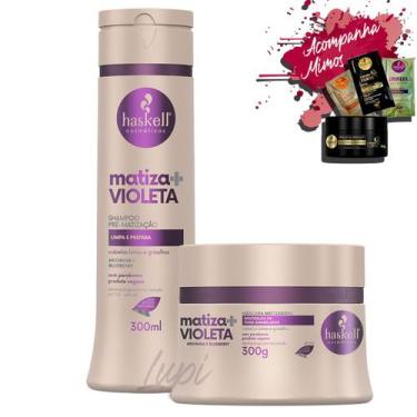 Imagem de Kit Haskell Matizador Roxo Shampoo 300ml Mascara 250g