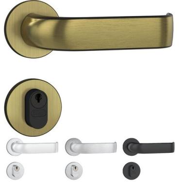 Imagem de Fechaduras stam externa porta madeira 803/39 roseta redonda, INOX OXID