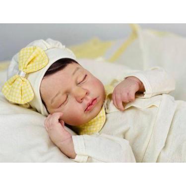 Imagem de Bebê Reborn Dormindo Kit Lou Lou Realista Pronta Entrega Enxoval Compl