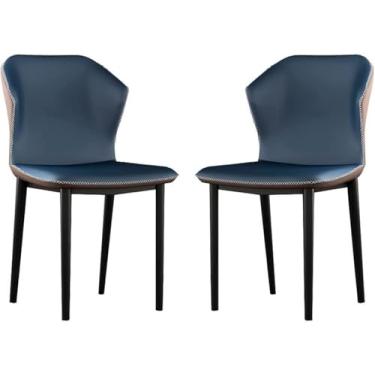 Imagem de EESCZVGBDX Conjunto de 2 Quartos Varanda Sofá Cadeira Aço Carbono Penteadeira Maquiagem Couro PU Cozinha Cadeiras de Jantar