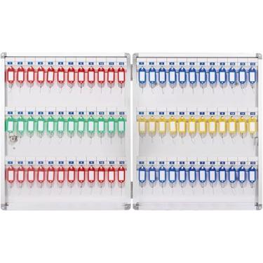 Imagem de ZDJZMGZ Suporte de parede para caixa de chave, armário de chaves, organizador de chaves montável na parede com etiquetas marcáveis, cofre de chave de segurança, porta-chaves para hotéis, escola (72)