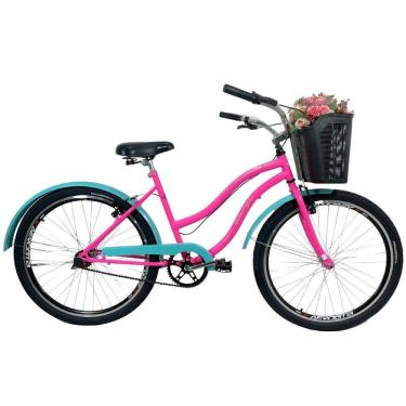 Imagem de Bicicleta Beach Caiçara Aro 26 Cesta Feminina Rosa / Tifany