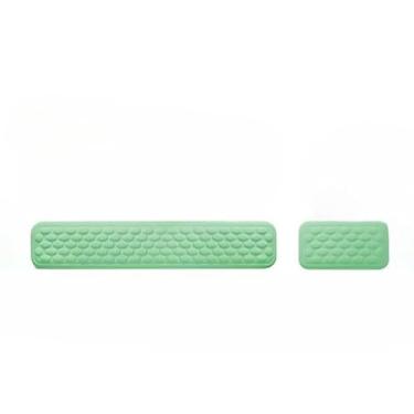 Imagem de Apoio de Pulso Tapete para Teclado e Mouse de Espuma de Memória com Relevo, O Apoio para Teclado Mede 440 Mm X 80 Mm, Enquanto O Apoio para Mouse Mede 150 Mm X 80 Mm(Verde,Longo)
