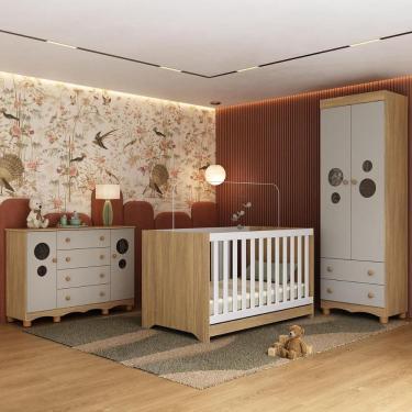 Imagem de Quarto de Bebê Completo com Berço Americano 3 em 1 Suspiro Multimóveis MP4628