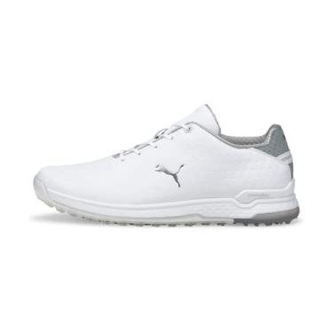 Imagem de PUMA Tênis de golfe masculino Proadapt Alphacat de couro, Puma branco-puma prata, 38