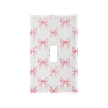 Imagem de Blueangle Capa de placa de parede para interruptor de luz alternada - capa de interruptor de luz de laço de fita rosa decorativa placa de parede, tamanho 1 - gangue 4,53 x 2,76 polegadas (239)
