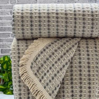 Imagem de Manta Para Sofá Rubi King 260cm X 250cm Cru / Cinza Escuro