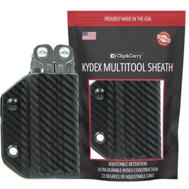 Imagem de Clip & Carry Kydex Capa multiferramenta para Leatherman Wingman/Sidekick/REBAR/REV - Feita nos EUA (multiferramenta não incluída) Capa de coldre com suporte de bainha multiferramenta EDC (CF Preto)