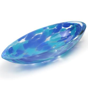 Imagem de Ca D Oro Murano Tigela de vidro azul decorativa pequena e centro de mesa com efeito confete arte soprada à mão cristal de vidro para decoração de casa e quarto - Canoa
