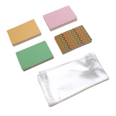 Imagem de KUIDAMOS 80 Unidades de Cartões de Exibição de Brincos Com Listras Coloridas para Porta-cartões de Exibição de Joias e Armazenamento Com Sacos Autovedantes, Cartão de Brincos de Papel Kraft para de Casa e Loja