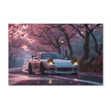 Imagem de HouLaiZhe Flor de cerejeira carro Rx7 Jdm pôsteres tela estética decoração de quarto pintura de parede impressões de sala de galeria decoração de parede para quarto sala de estar escritório 11 x 17
