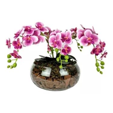 Imagem de Arranjo de Orquídea Artificial Decorativa 35cm – Centro de Mesa Elegante para Sala e Escritório(Roxo)