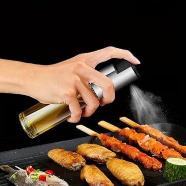 Imagem de 1 frasco pulverizador de azeite de oliva, reservatório de vidro superior de aço inoxidável de 100 ml, spray de prensa livre BPS para cozinhar, vestir, grelhar