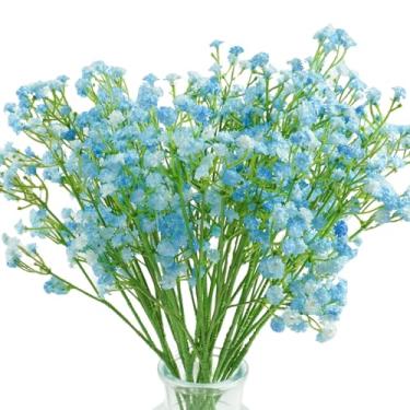 Imagem de Bairdish Pacote com 15 flores artificiais de gipsófila para bebês, buquês artificiais de decoração de festa de casamento, hastes florais falsas para vaso doméstico, jardim, mesa, centro de mesa, casa