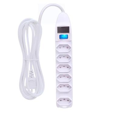 Imagem de Extensão Elétrica 6 Tomadas com Interruptor, Cabo 3 Metros, Filtro de Linha Bivolt 10A, Proteção com Fusível, Até 2200W, Certificação Inmetro, Régua de Energia Tripolar para Eletrônicos e Escritório
