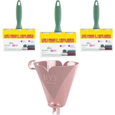 Imagem de Conjunto de 1 Suporte para Filtro de Café 103 Rosa + 3 Kit Rolo Adesivo 50 Folhas com 2 Refis