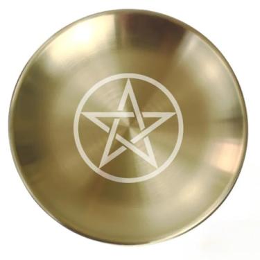 Imagem de FENNYYAR Prato de oferta de aço inoxidável doméstico, prato de frutas de 20 cm 7,9 polegadas, buda frontal consagrada