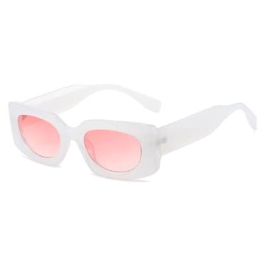 Imagem de Óculos de Sol Femininos Fashion Jelly Color Retro com Lentes Degradê Transparentes e Proteção UV400 (Branco e Rosa Jelly)