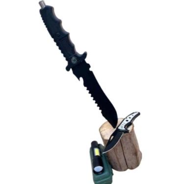 Imagem de Kit cotendo 1 faca militar 1 canivete tático e lanterna potente de mão