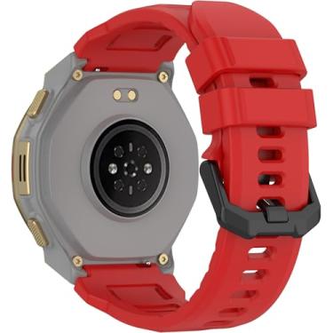 Imagem de Miimall Pulseiras esportivas compatíveis com Amazfit Trex 3 Pro, impermeável, liberação rápida, alça de silicone, resistente, ajustável, para T-rex 3 Pro de 44 mm, vermelha