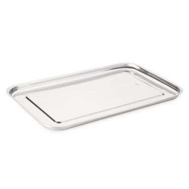 Imagem de Bandeja De Aço Inox Retangular 36x23 Cm Hospital Multiuso Mesa Servir 