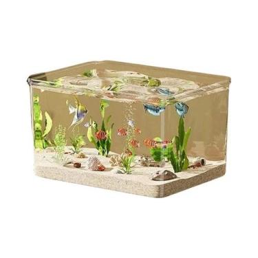 Imagem de Aquário Retangular Transparente Para Decoração De Mesa, Escritório E C