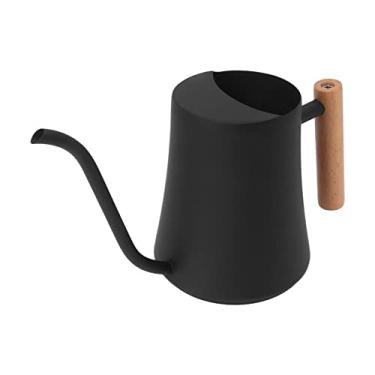 Imagem de Mingzhe Regador de Aço Inoxidável Pote Elegante Pequena Planta Rega Pode Com Alça de Madeira Interior Ao Ar Livre 1000ml (Preta)