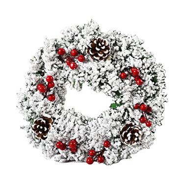 Imagem de Coroa com Nó Redondo Feliz para Porta da Frente Guirlanda de Suspensão Artificial Decoração Parede Residencial e Festa