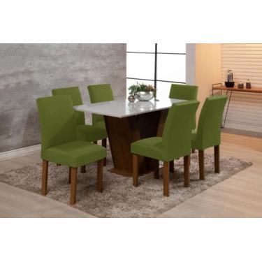Imagem de Kit 6 Capas De Cadeira Mesa Sala Jantar Elástico Verde Oliva - Wellus 