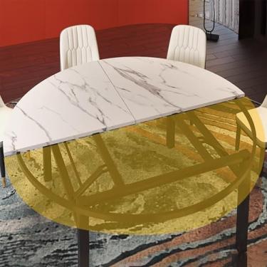 Imagem de Mesa redonda de madeira maciça para eventos comerciais, mesa de banquete dobrável resistente, mesa extensora para mesa de jantar, mesas de centro circulares (140 cm)