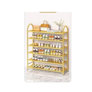 Imagem de Armário de sapatos simples porta de casa luz luxuosa interior multicamadas armazenamento de poeira artefatos casa armário sapato rack organizador de armazenamento (ouro, médio)