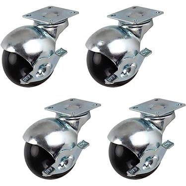 Imagem de Rodas giratórias para cadeira de escritório de 5 cm - Rodízios giratórios de 360° para móveis com freio, substituição para sofá, mesa de centro, cadeiras - pacote com 4 parafusos, resistente