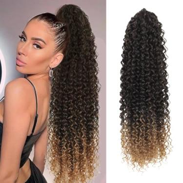 Imagem de SuCoo Extensão de rabo de cavalo com cordão para mulheres, extensão de rabo de cavalo encaracolado, cabelo sintético, ondulado, natural para uso diário (MT1B/BUG, 71 cm, 160 g)