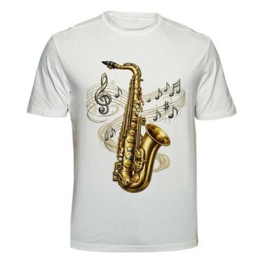 Imagem de Camiseta Saxofonista Músico Saxofone Tamanho:GGCor:Branco - Tritop Cam