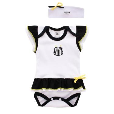 Imagem de Body Vestido Bebê Santos com Tiara Oficial