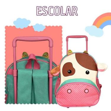 Imagem de Mochila Infantil Reforçada com Rodinha Vaquinha 14 Litros - Clio Pets