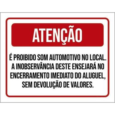 Imagem de Kit 5 Placa Acm Som Automotivo Encerramento Aluguel 18X23 - Sinalizo