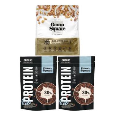 Imagem de Kit 2 Crispies Choco Crunchy Proteina e 1 Granola Zero Açucar 180gr Ve