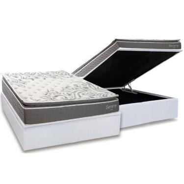 Imagem de Cama Box Baú Casal + Colchão Molas Kappesberg Ensacadas Serene + Base Crc Courano White