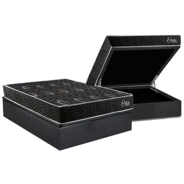 Imagem de Cama Box Baú Casal + Colchão Ortopédico Kappesberg D28 Anatã´mico Onix + Base Crc Corano Gray