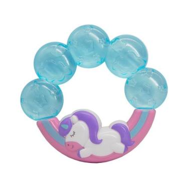 Imagem de Mordedor buba com agua unicornio texturas vai na geladeira, Rosa e Azu