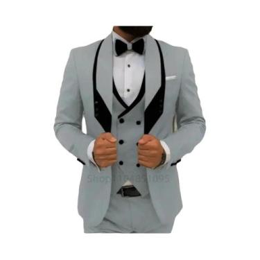 Imagem de Terno Formal Masculino Azul Royal Para Casamento Com Colete E Calça, L