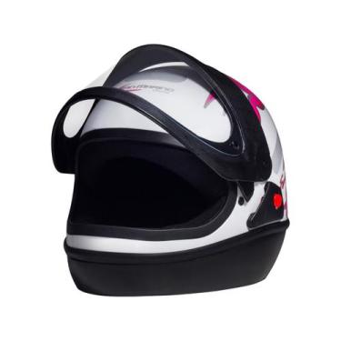 Imagem de Capacete San Marino Femme Moto Integral Fechado Motoboy Flor, Branco, 