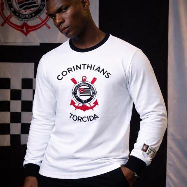 Imagem de Camisa Corinthians Torcida 1934 Retrô Off-white Manga Longa Masculina-Masculino